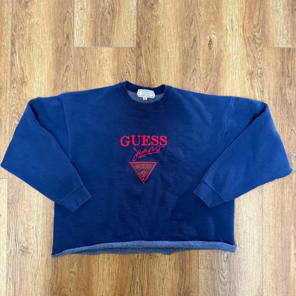 VTG 90s Guess Georges Marciano Sweatshirt XXL Embroidered Spell Out USA‎ Made